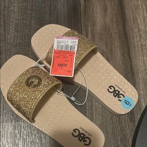 GBG Los Angeles Gold Embellished Slides